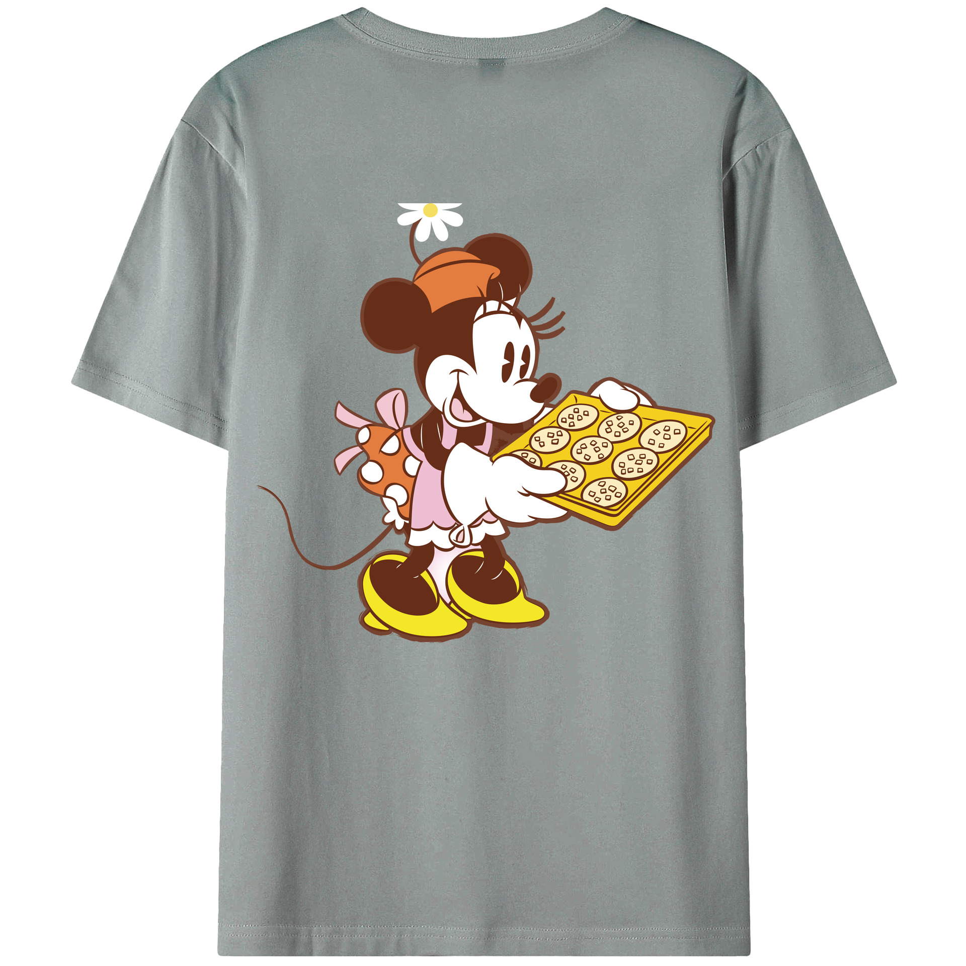 ミッキーマウス Mickey Mouse 綿100％ メンズ半袖Tシャツ（バックプリント） 通気性